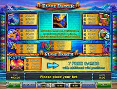 Информация в игровом автомате Flame Dancer