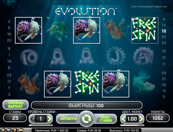 Бесплатный игровой автомат Evolution